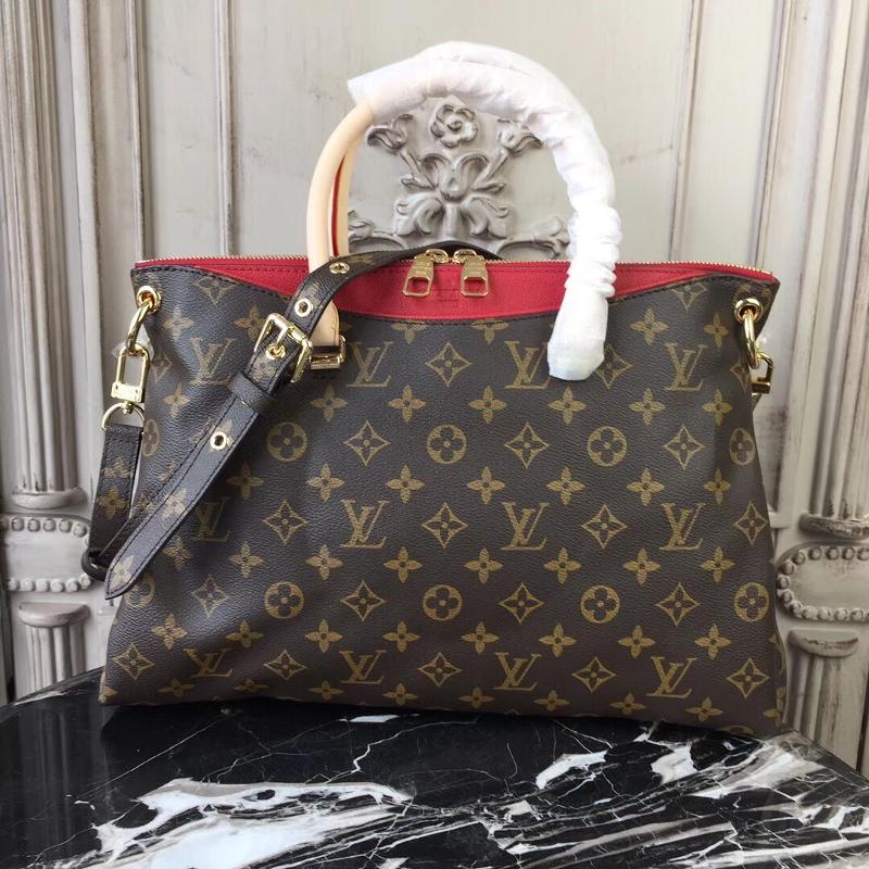 LV Shoulder Handbags M41175 Old Flower with Cherry Red Skin